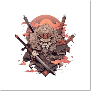 samurai lion Posters and Art